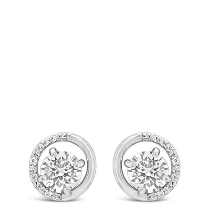 Absolute Silver Small Half Halo Stud Earrings
