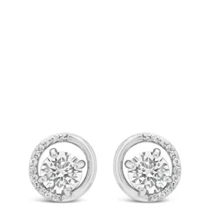 Absolute Silver Small Half Halo Stud Earrings