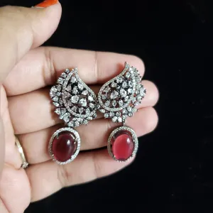 American Diamond Classic Earring With Black Plating Ruby