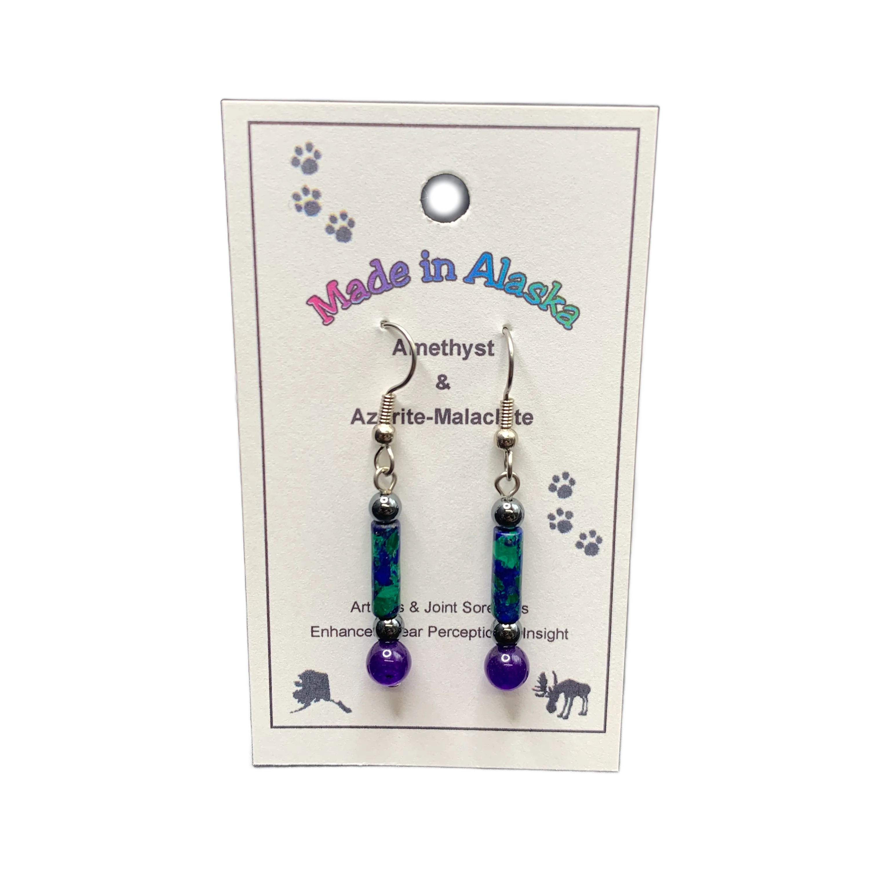 Amethyst & Azurite-Malachite Earrings