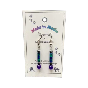 Amethyst & Azurite-Malachite Earrings