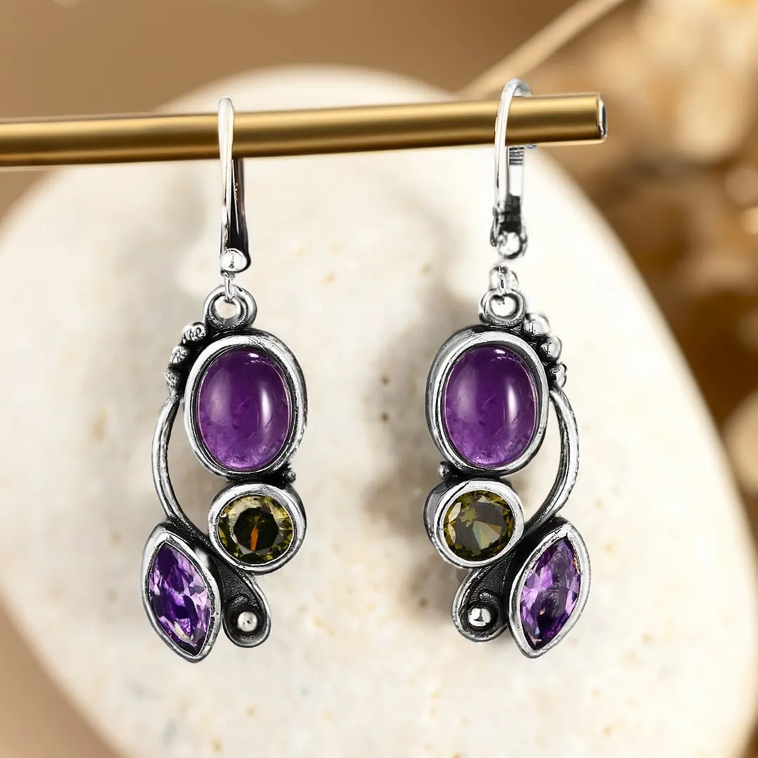 Amethyst & Peridot "Cascade of Serenity" Earrings