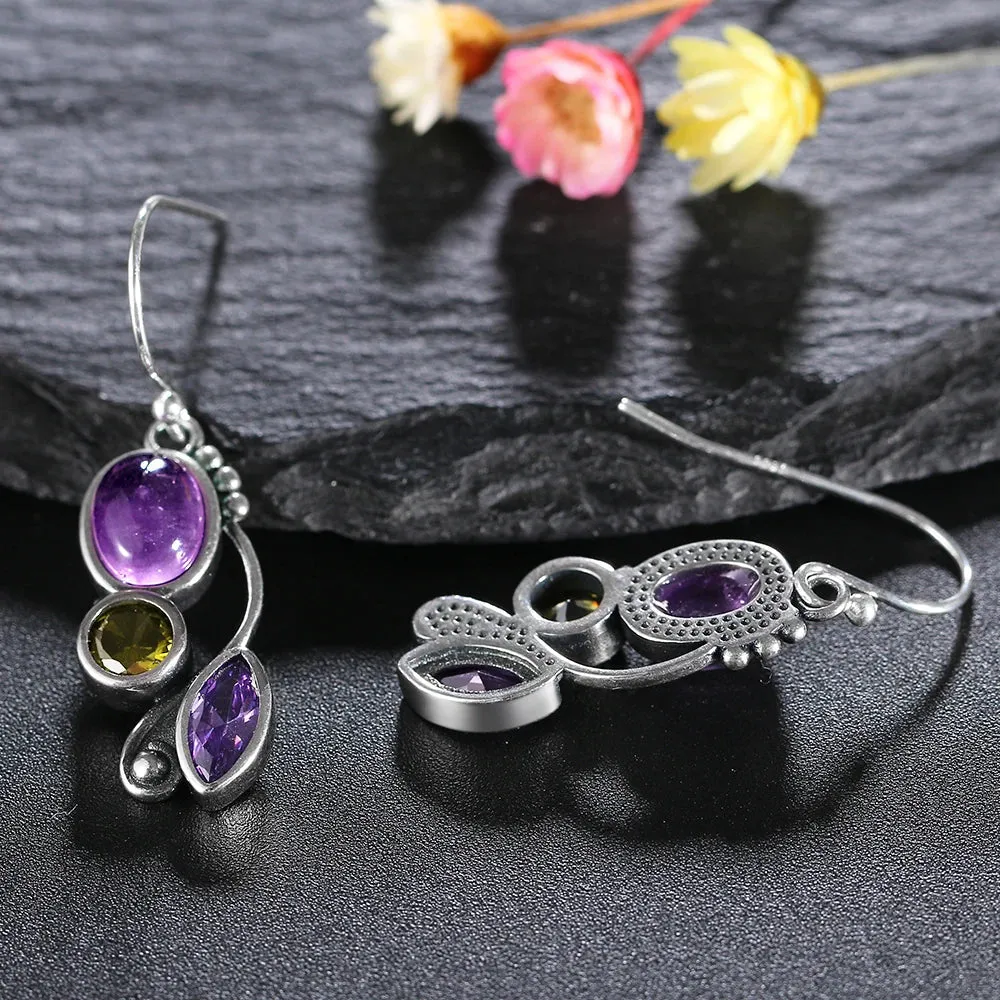 Amethyst & Peridot "Cascade of Serenity" Earrings