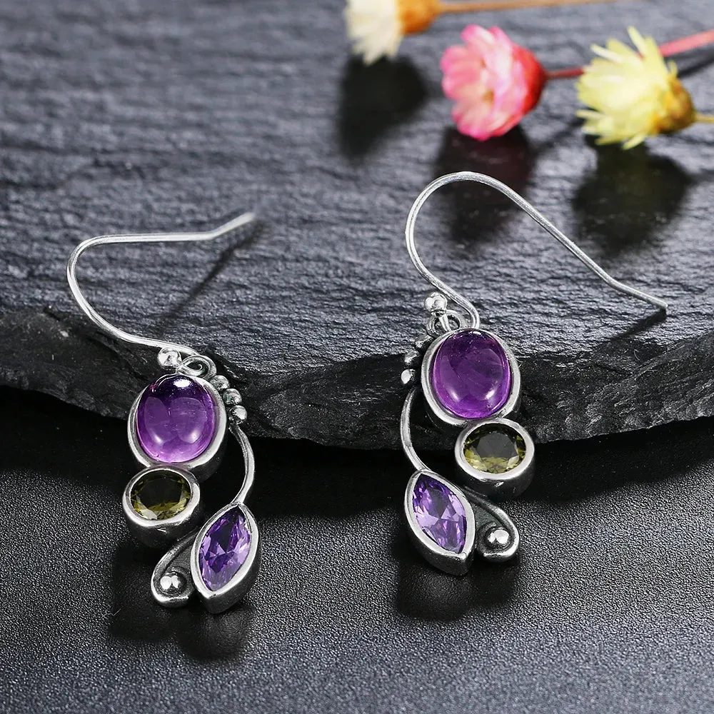 Amethyst & Peridot "Cascade of Serenity" Earrings
