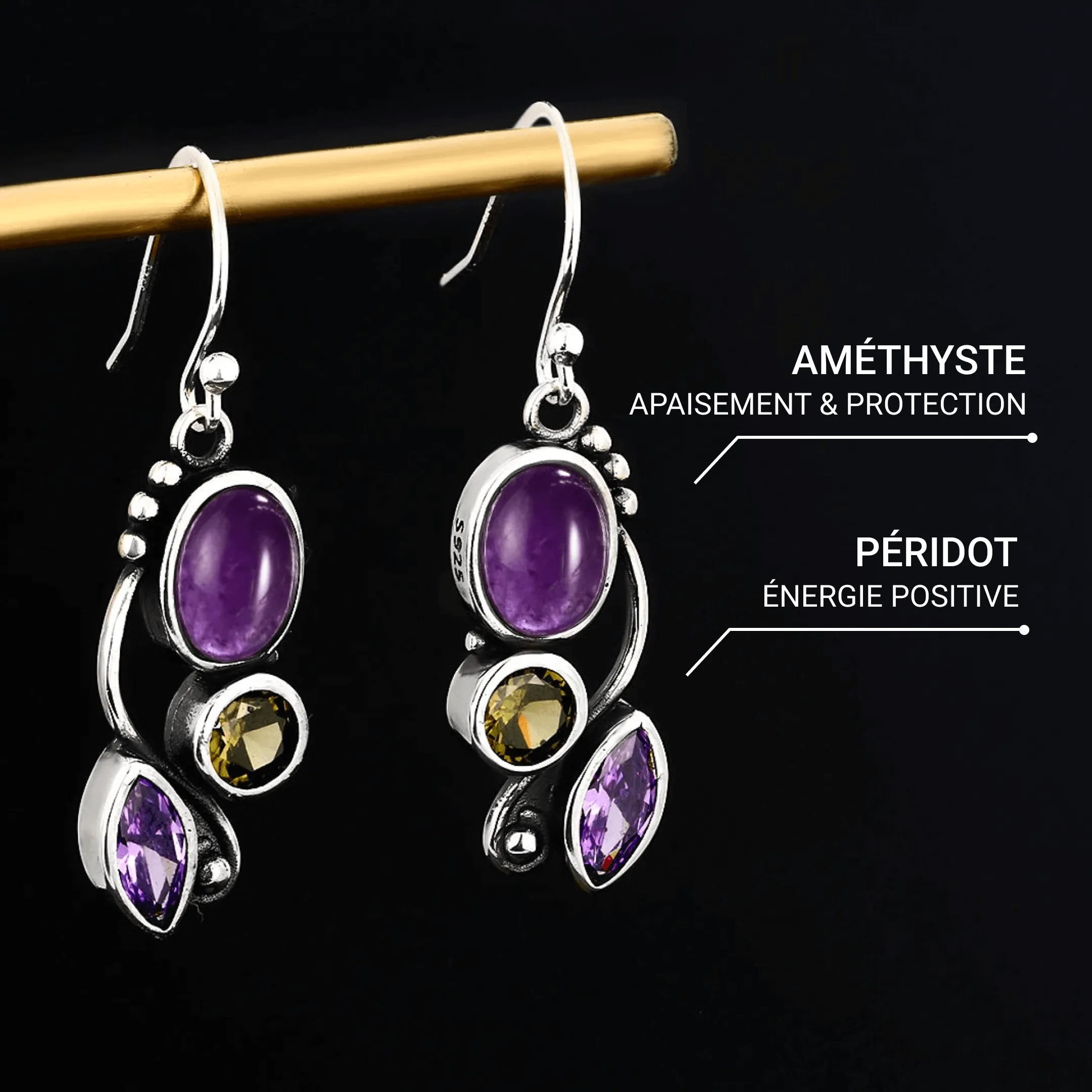 Amethyst & Peridot "Cascade of Serenity" Earrings