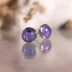 Amethyst & Silver Stud Earrings