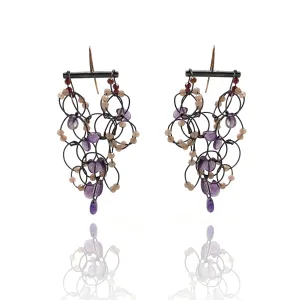 Amethyst and Garnet Dangle Earrings