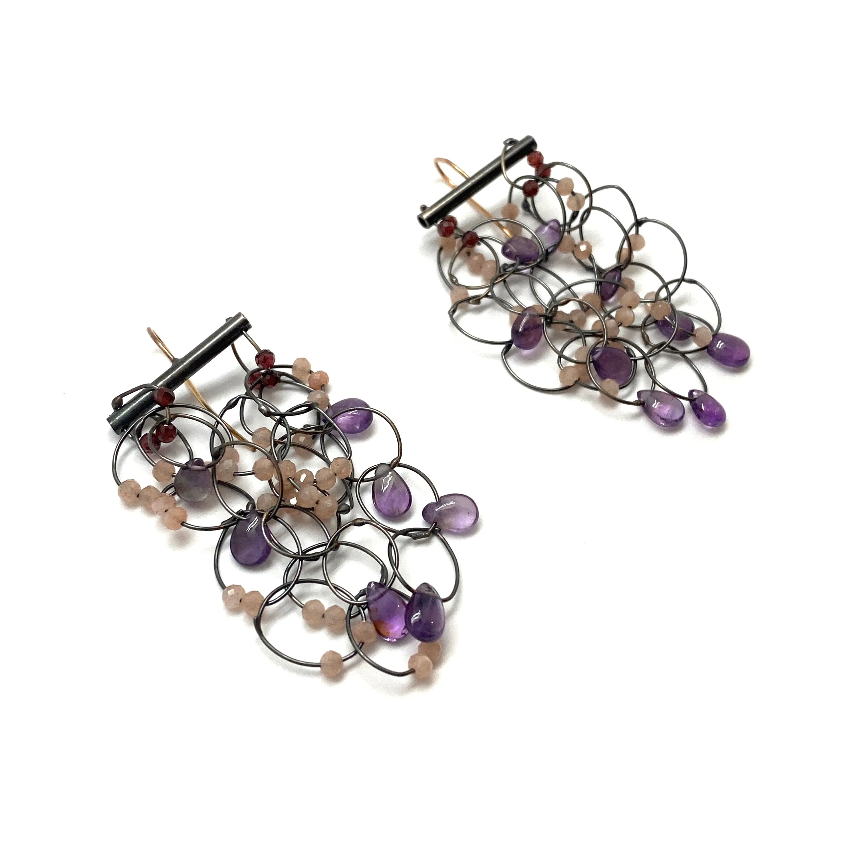 Amethyst and Garnet Dangle Earrings