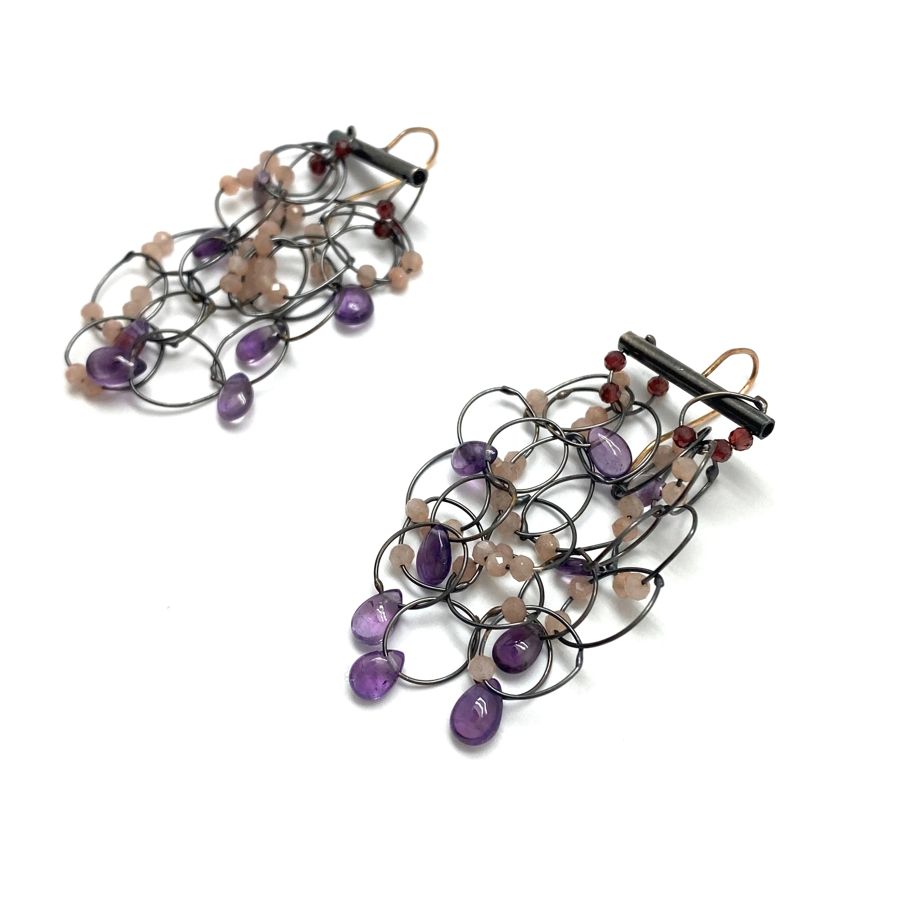 Amethyst and Garnet Dangle Earrings