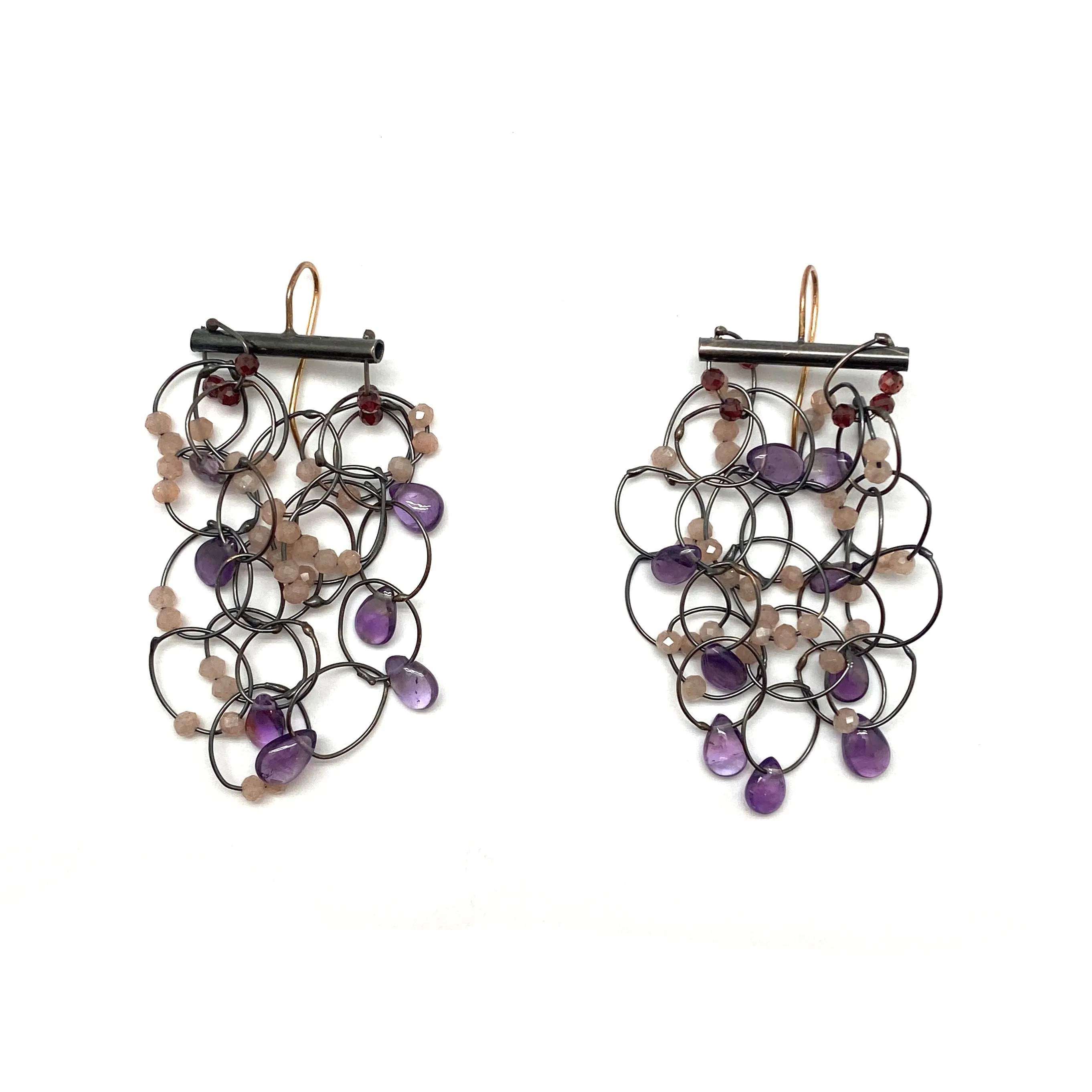 Amethyst and Garnet Dangle Earrings