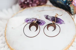 Amethyst Crescent Moon 14k Gold Filled Earrings