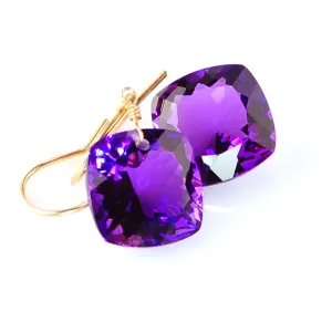 Amethyst Cushion Cut Solitaire Earrings