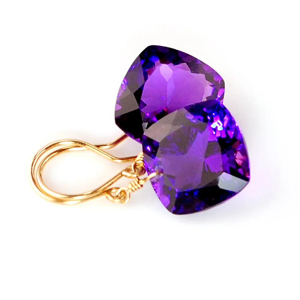 Amethyst Cushion Cut Solitaire Earrings