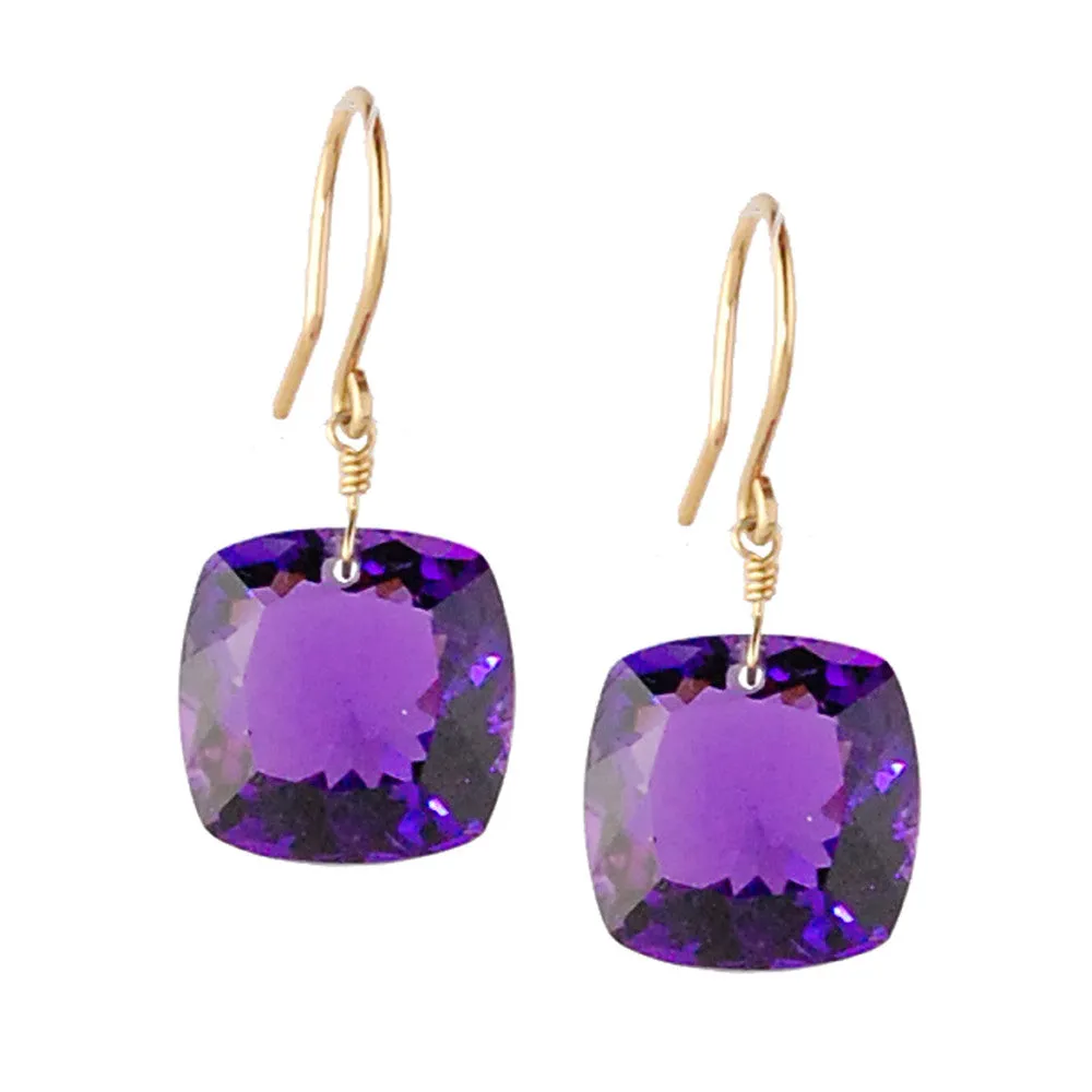 Amethyst Cushion Cut Solitaire Earrings