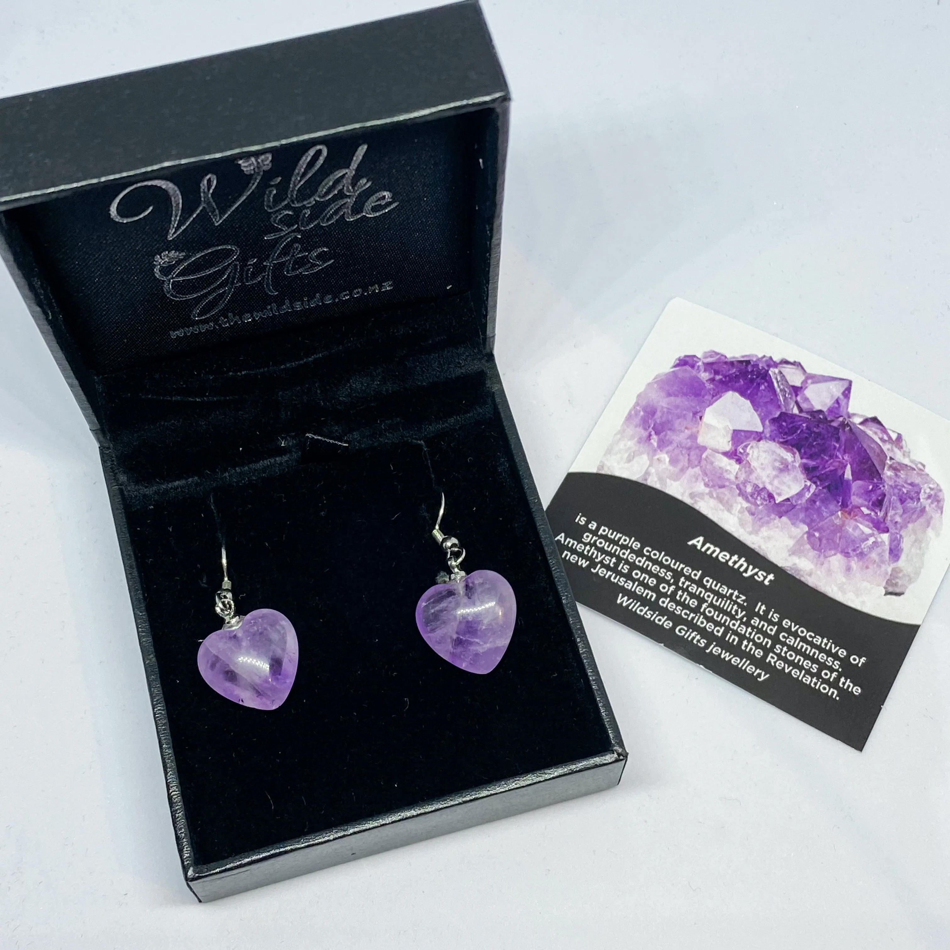 Amethyst Heart Earrings