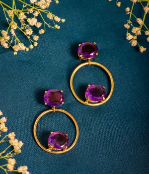 Amethyst Loop Gold Plated Earrings