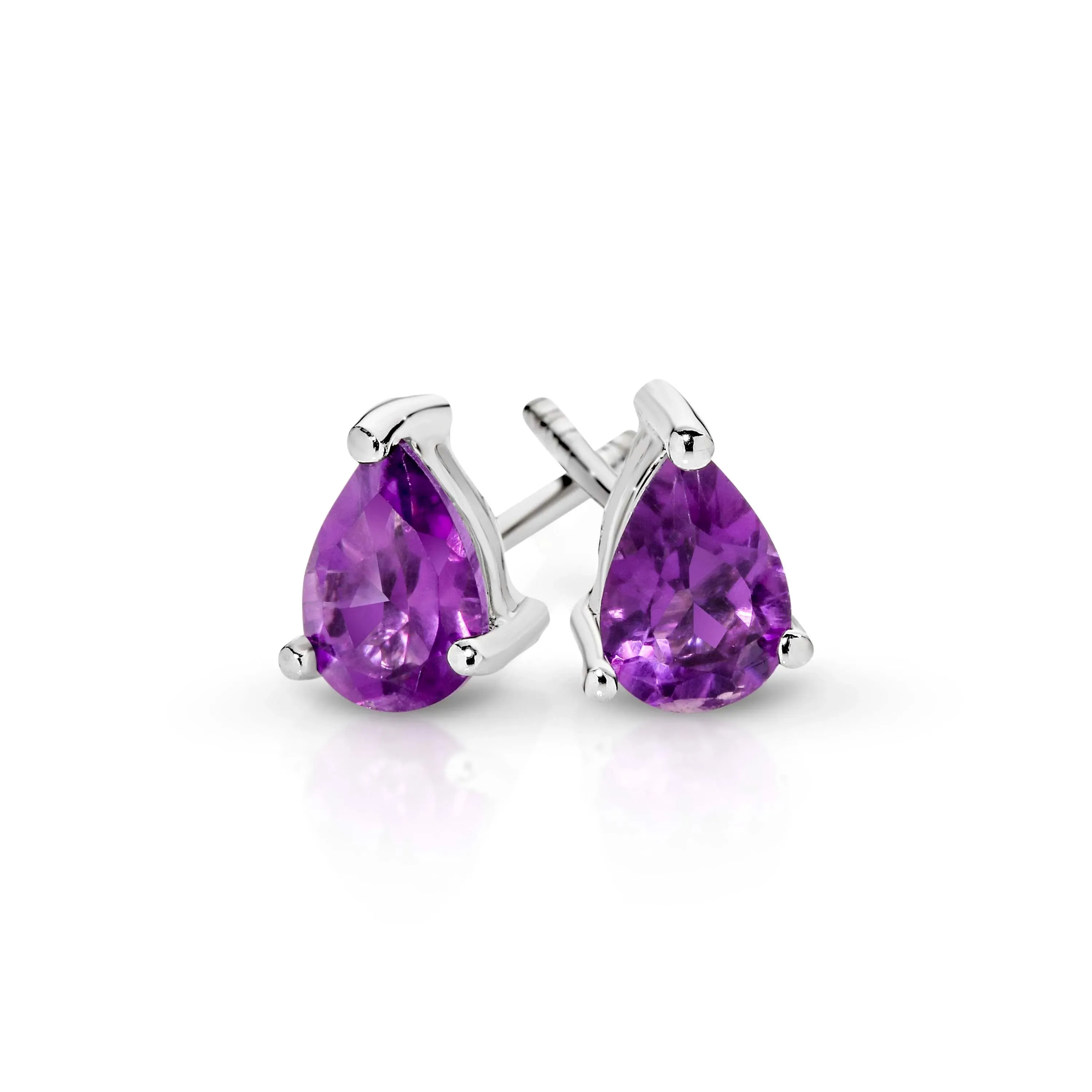Amethyst Pear Cut Studs