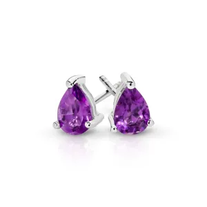 Amethyst Pear Cut Studs