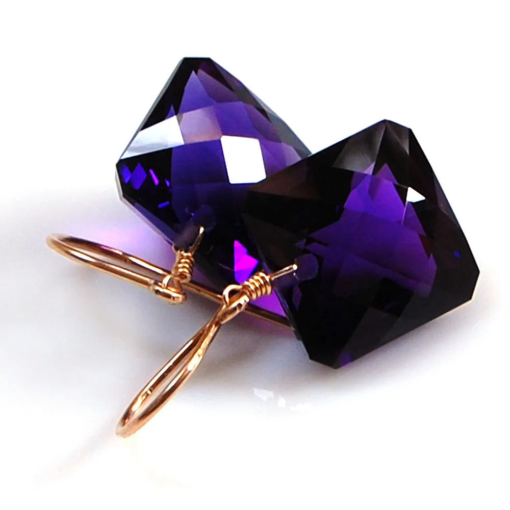 Amethyst Radiant Cut Solitaire Earrings