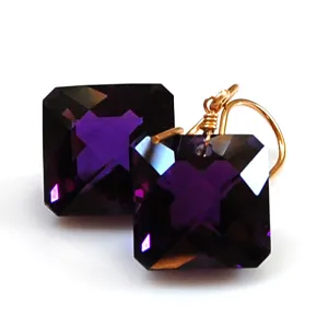 Amethyst Radiant Cut Solitaire Earrings