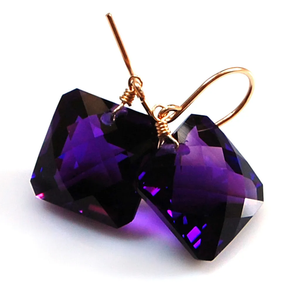 Amethyst Radiant Cut Solitaire Earrings