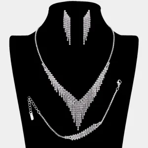 Amethyst Rhinestone Fringe Prom Jewelry Set | Amethyst Rhinestone Evening Jewelry |  655662