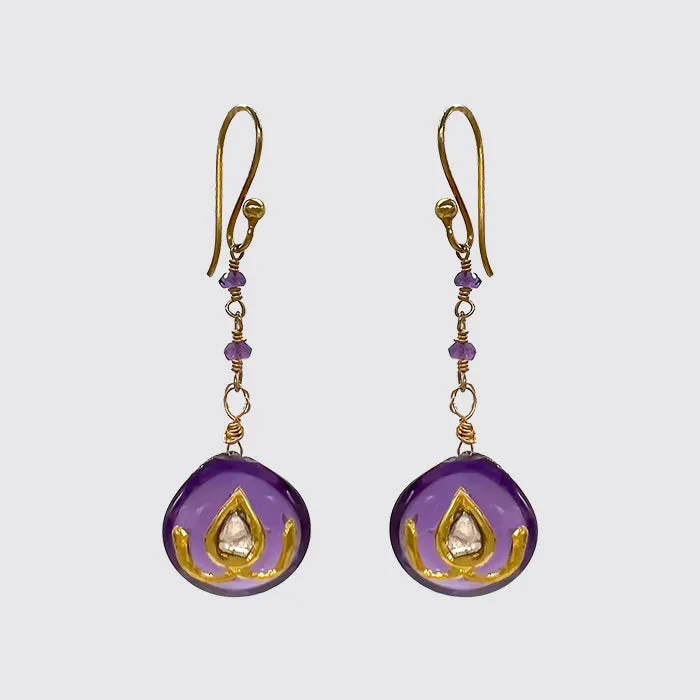 Amethyst Rosary with Amethyst Drops and Rose-cut Diamond