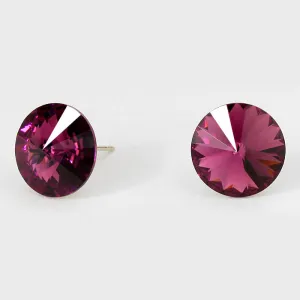 Amethyst Small Round Crystal Stud Earrings | 15mm = 0.59" | 114063
