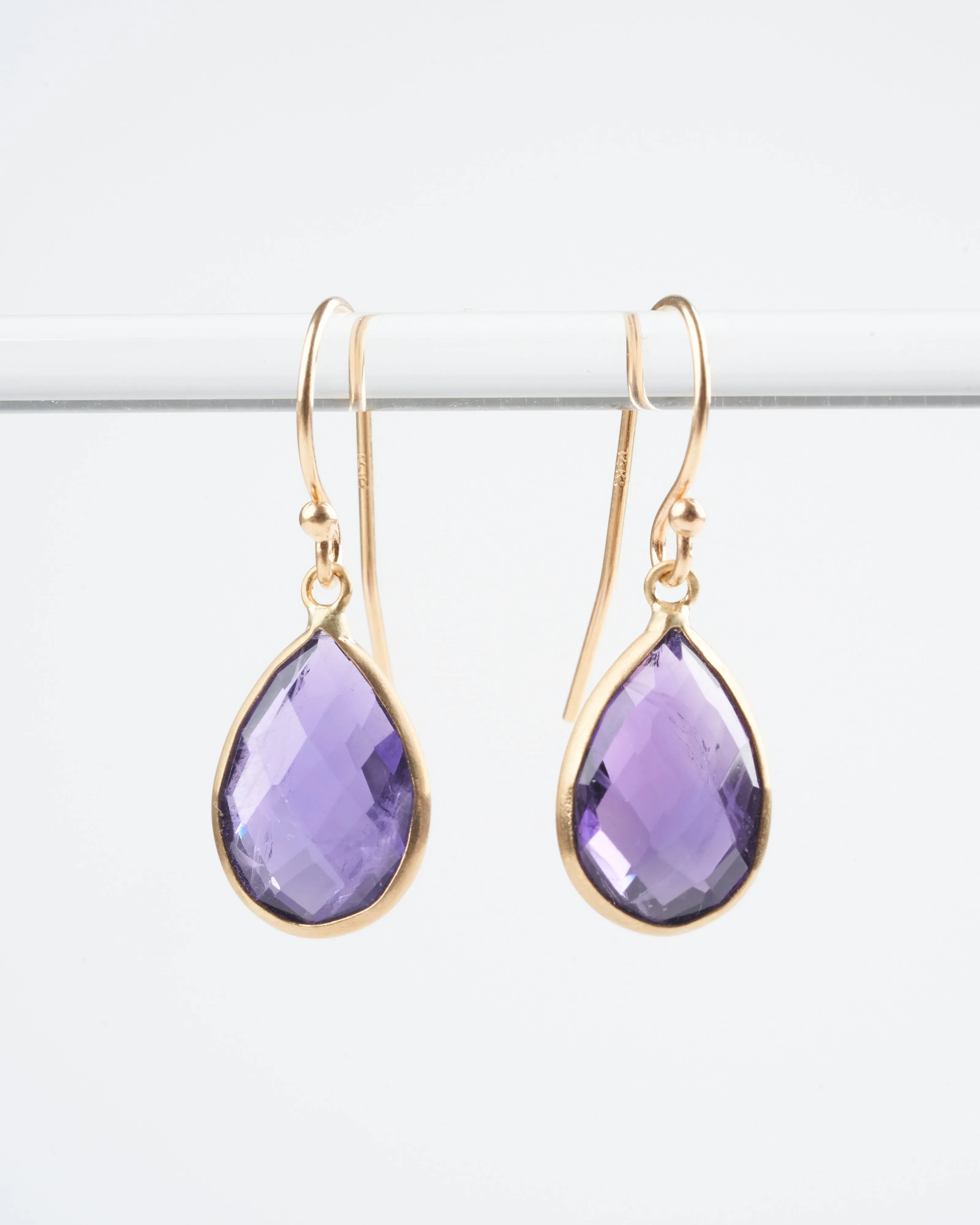 amethyst teardrop earrings - purple