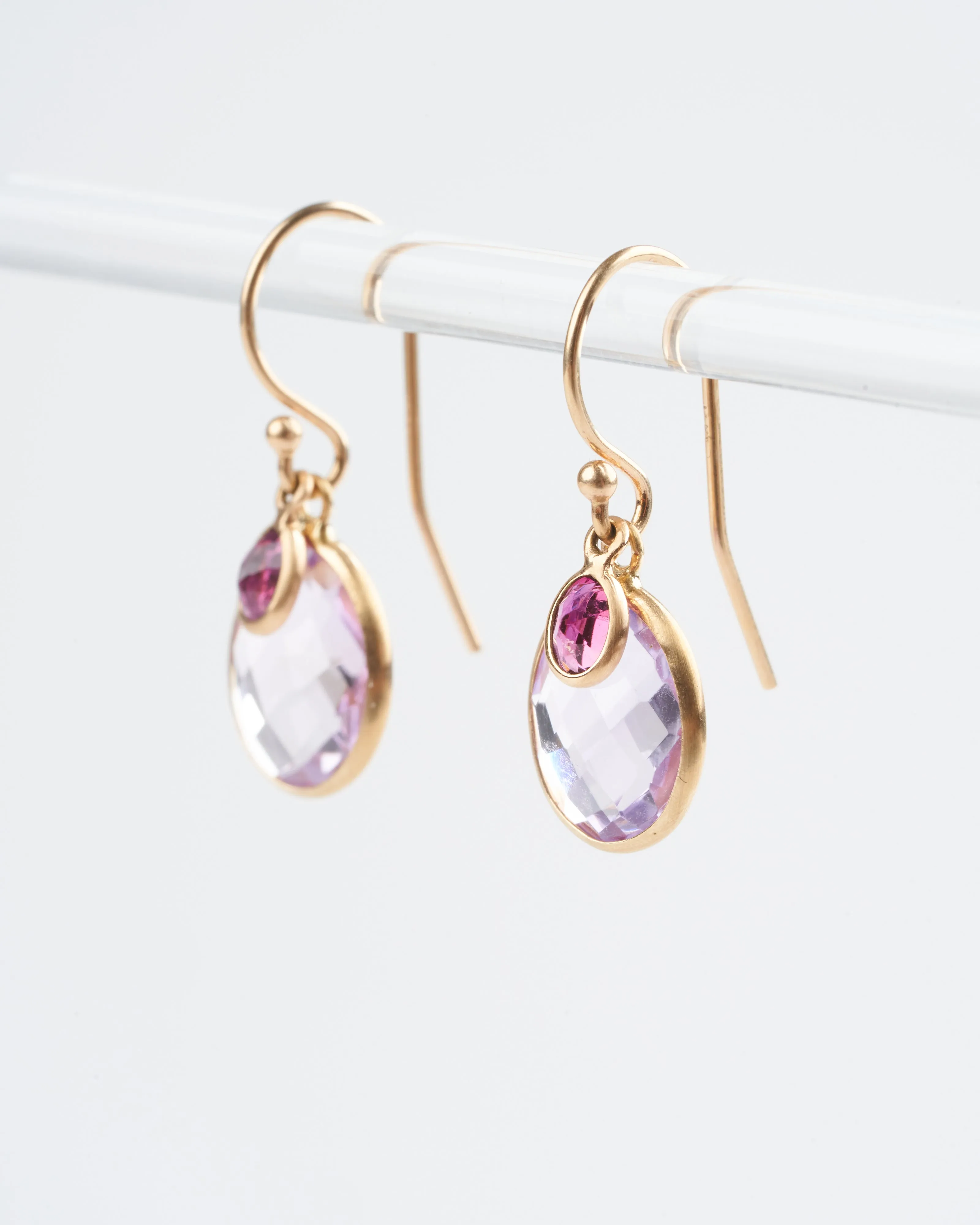 amethyst / tourmaline earrings - pink/purple