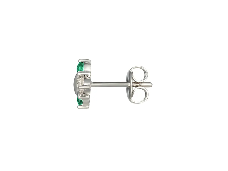 Amore Argento Sterling Silver Emerald & CZ Stud Earrings