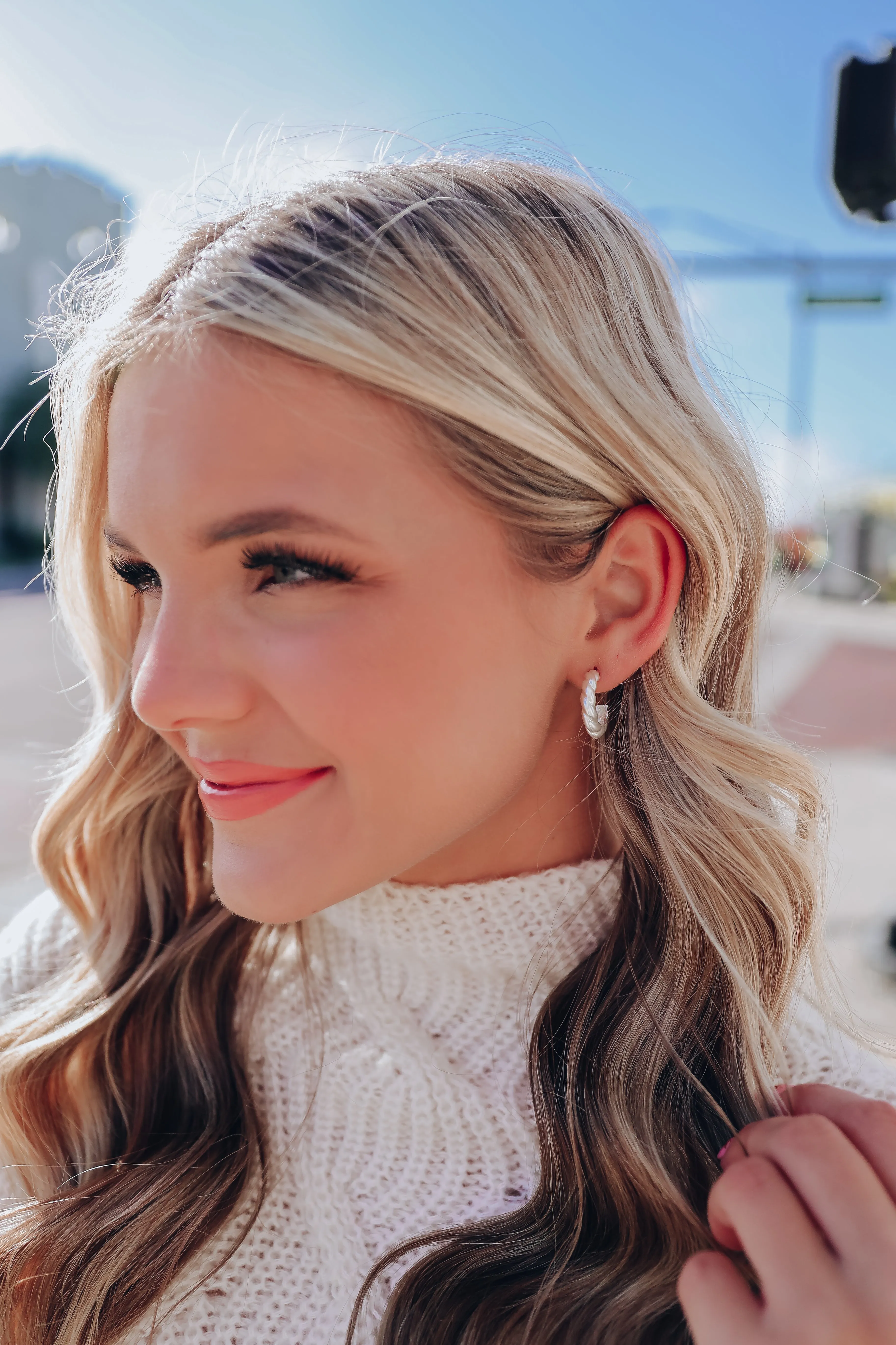 Andrea Twisted Hoop Earrings - Silver
