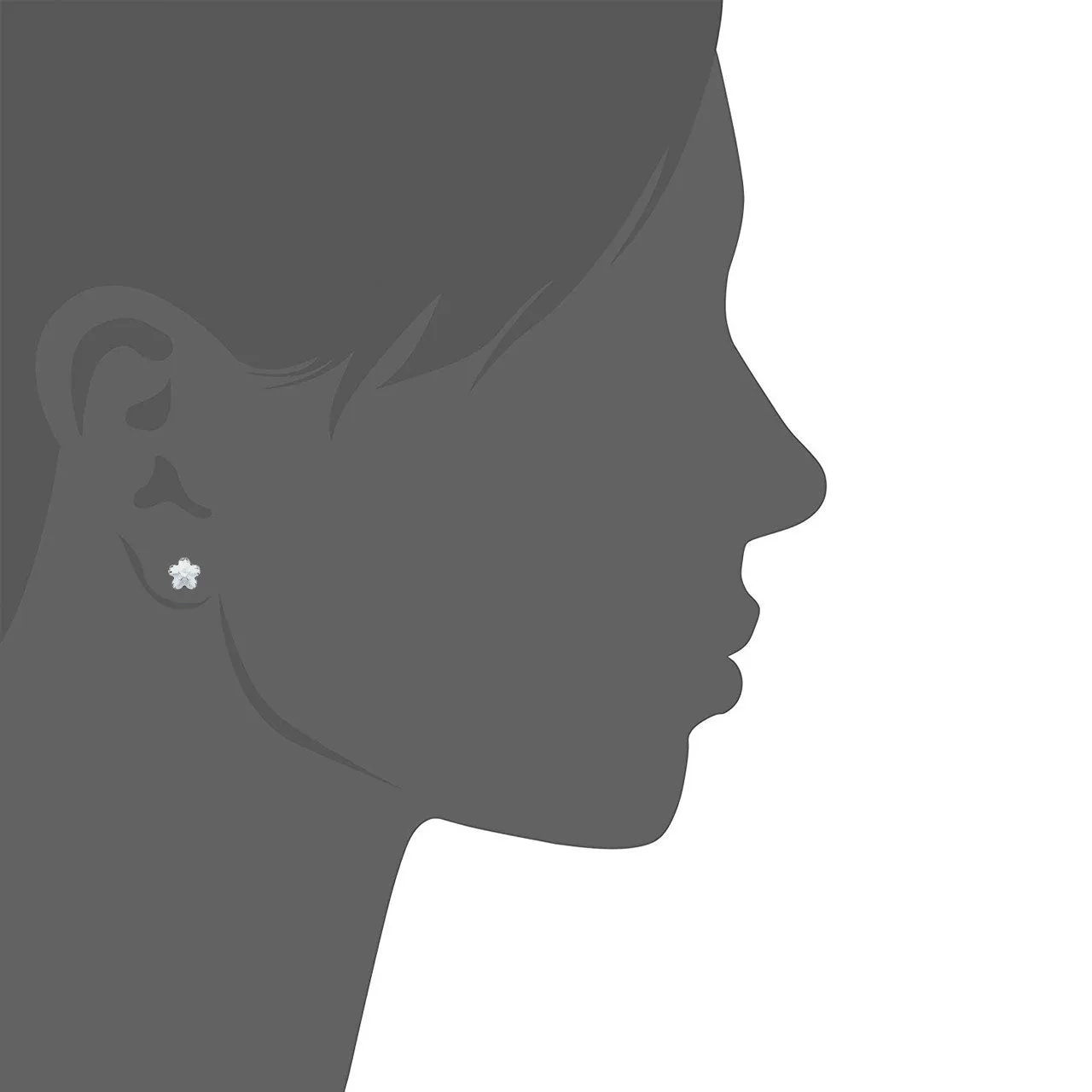 Anna Small Stud Earrings with White Clear Flower Crystals from Swarovski Silver Toned Rhodium Plated