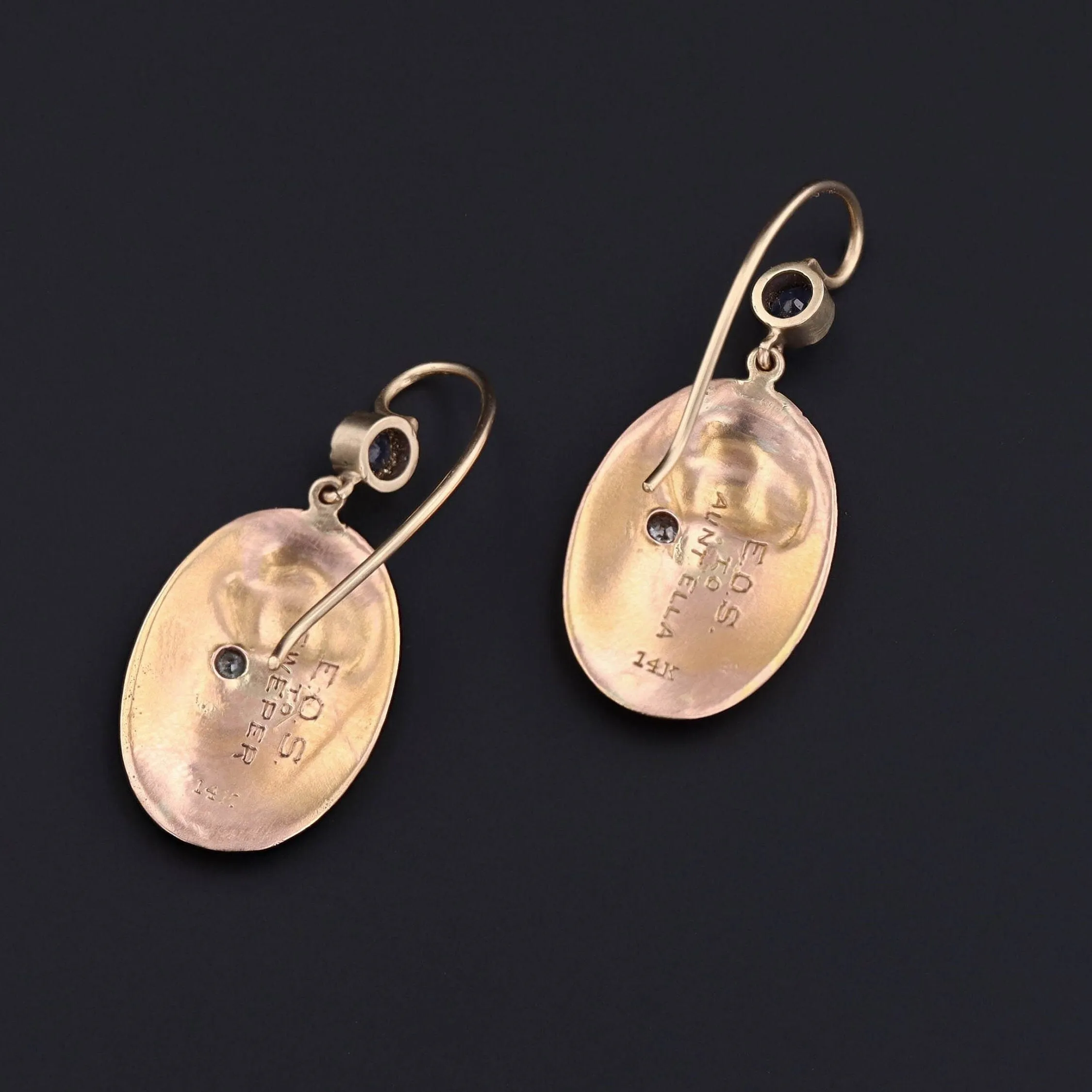 Antique 14k Gold Dragon Earrings | Art Nouveau Earrings