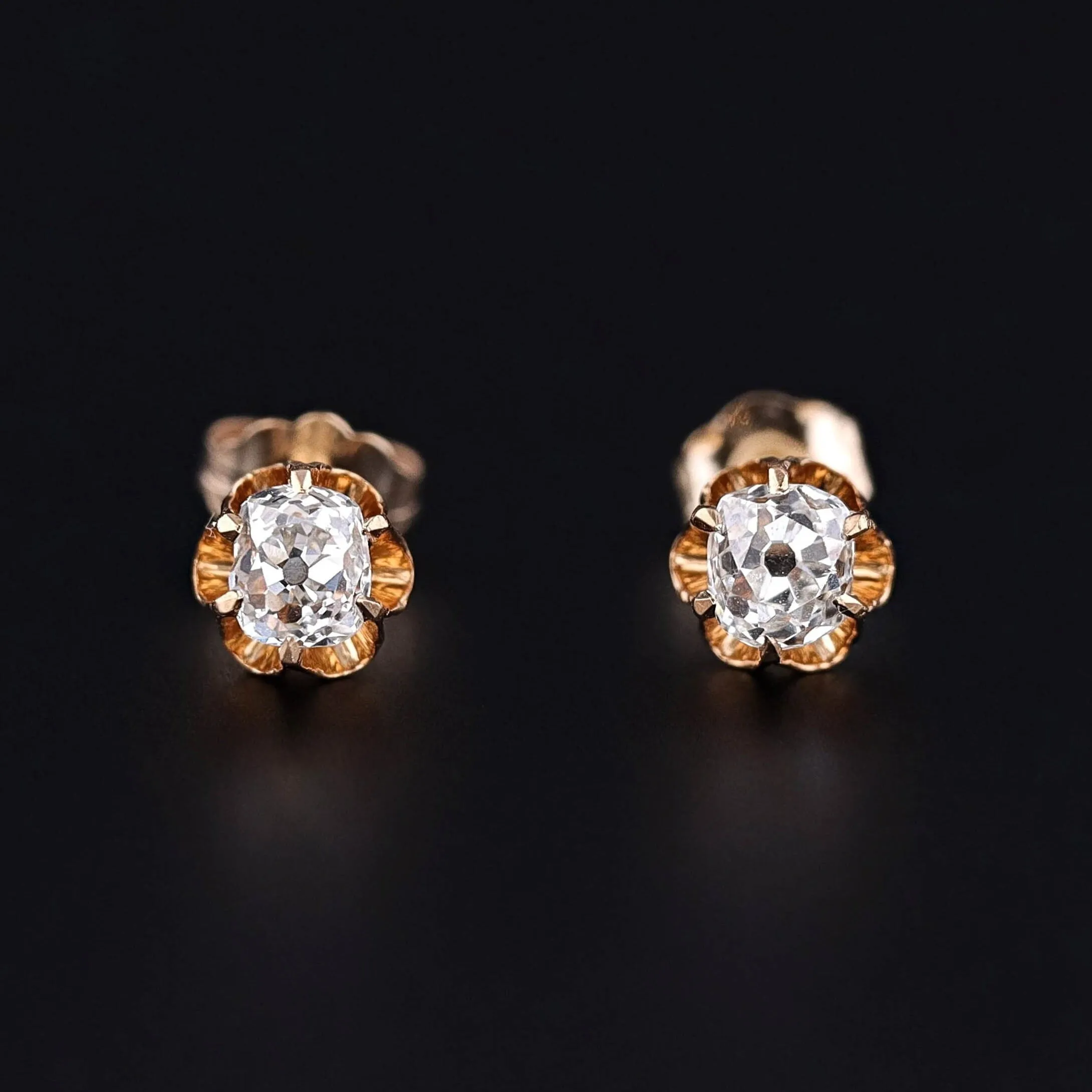 Antique Old Mine Cut Diamond Conversion Earrings