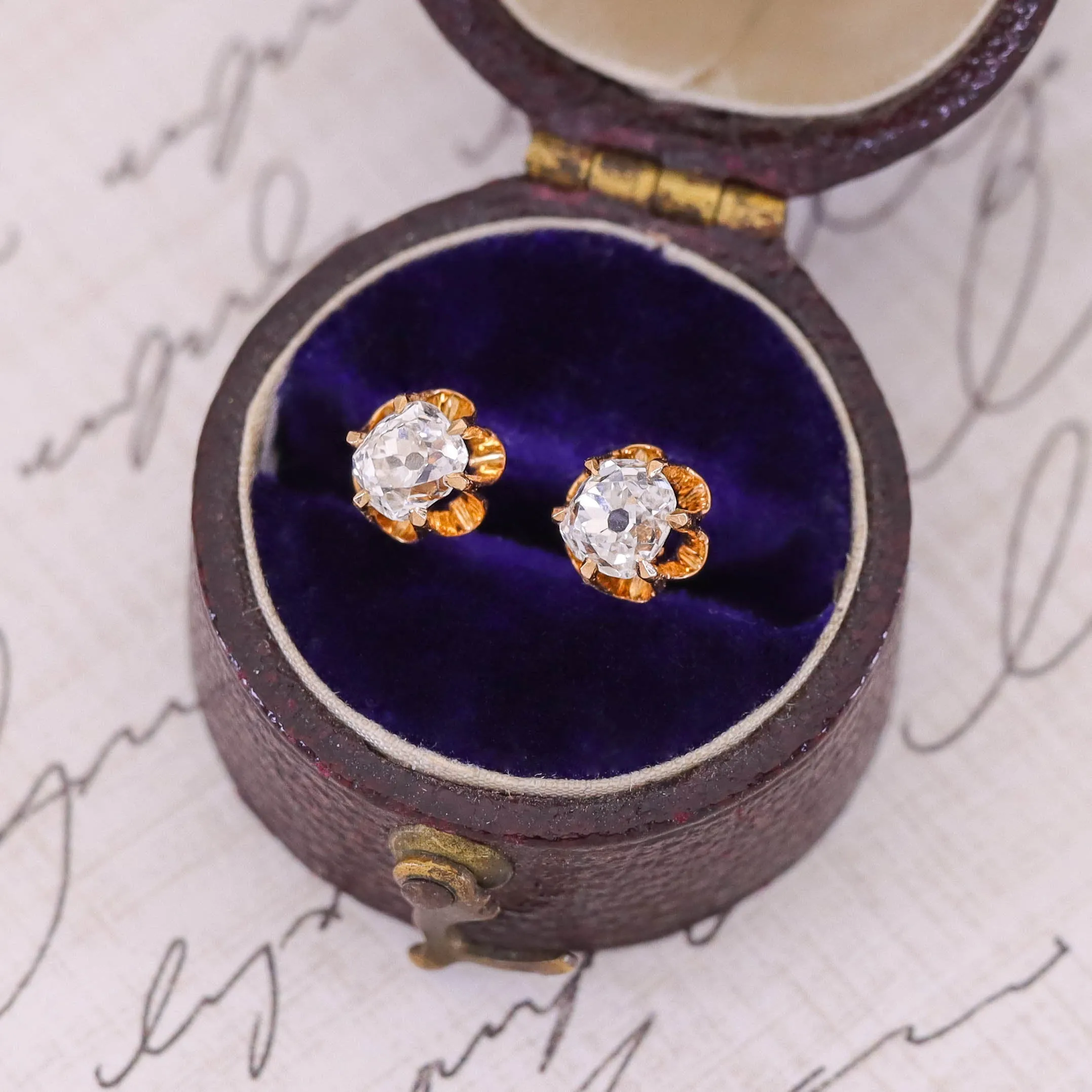 Antique Old Mine Cut Diamond Conversion Earrings
