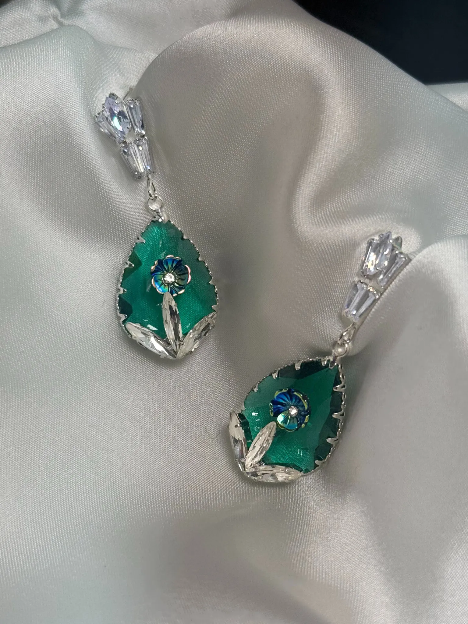 Antique Zircon Emerald Earrings