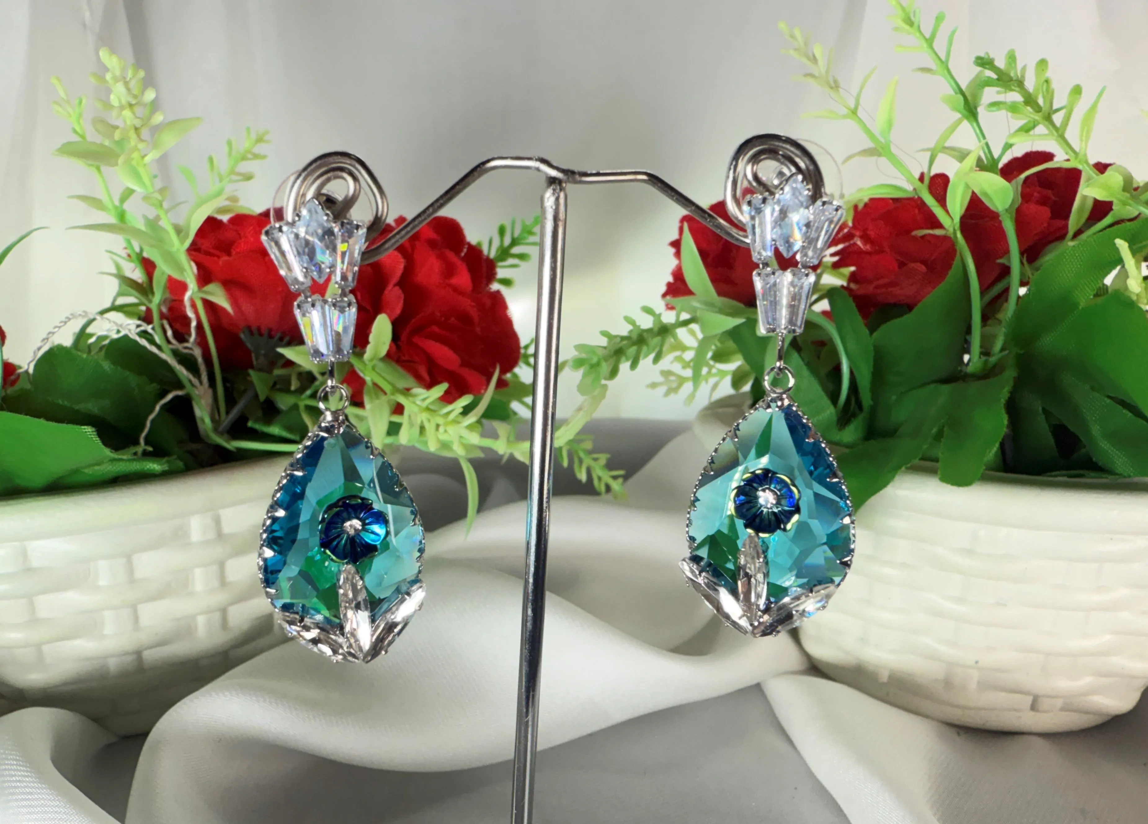 Antique Zircon Emerald Earrings