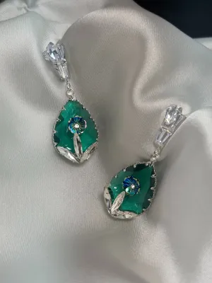 Antique Zircon Emerald Earrings