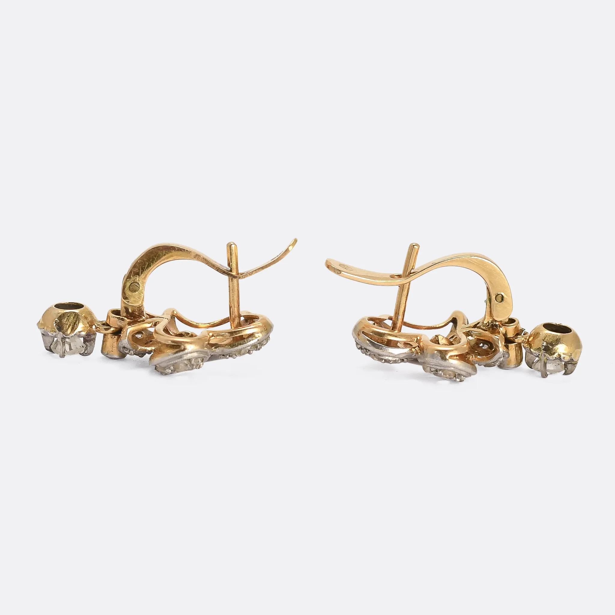 Art Nouveau Swirling Diamond Lever-Back Earrings
