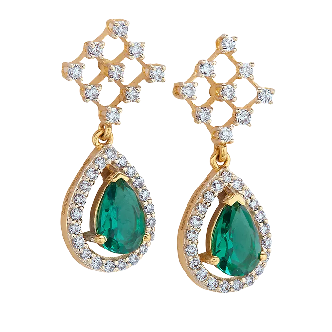 Aukera – Emerald Dewdrop Danglers