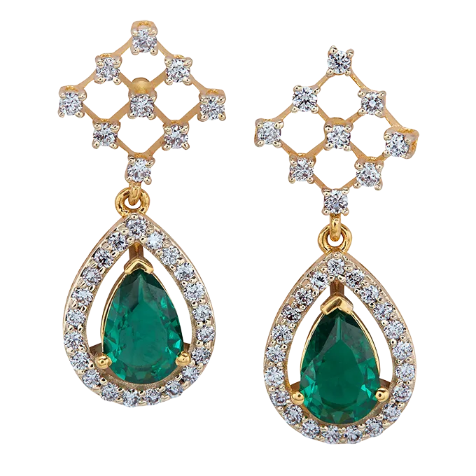 Aukera – Emerald Dewdrop Danglers