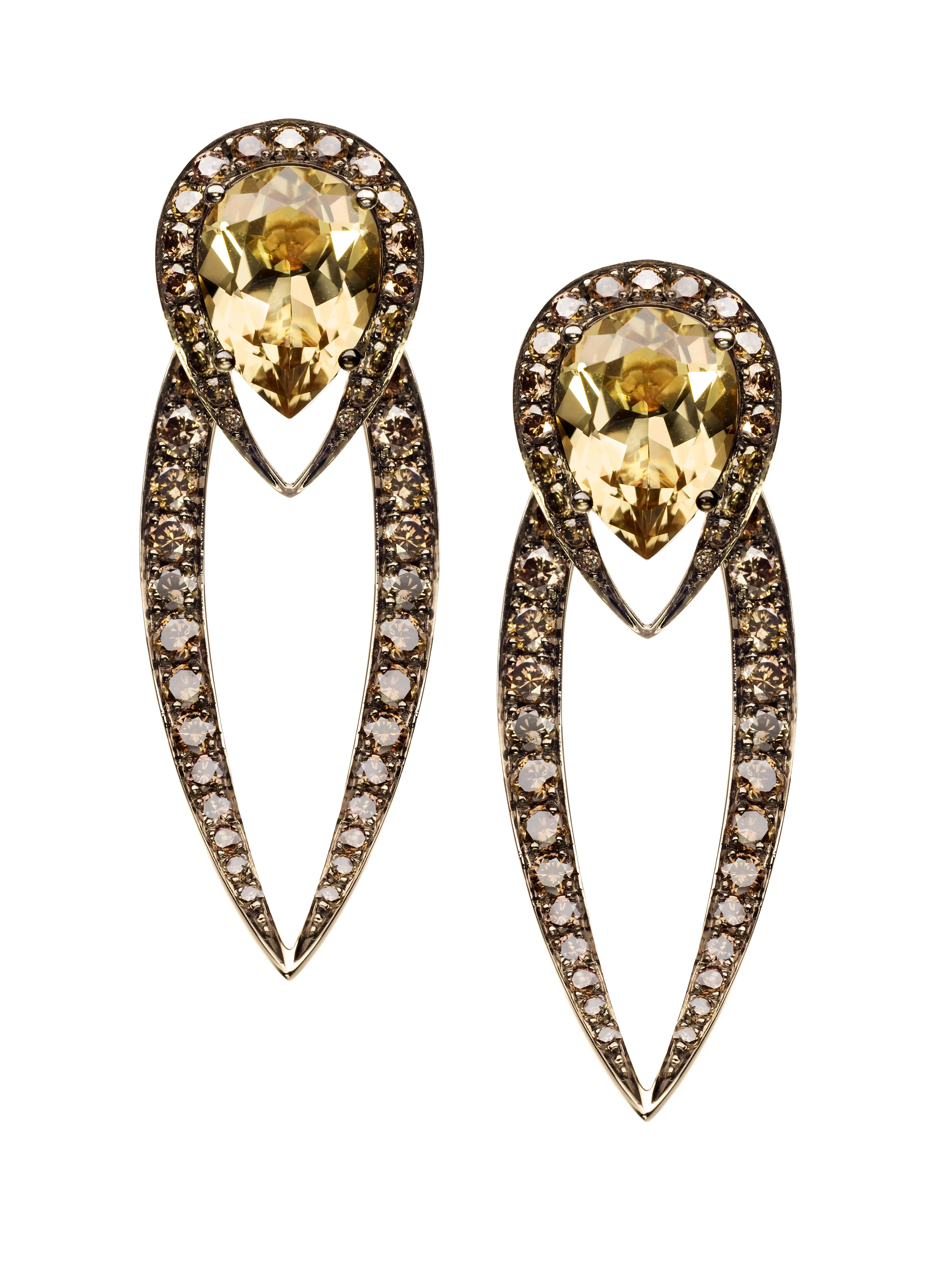 Aurora Earrings - 18ct Yellow Gold 4.21ct Champagne Quartz