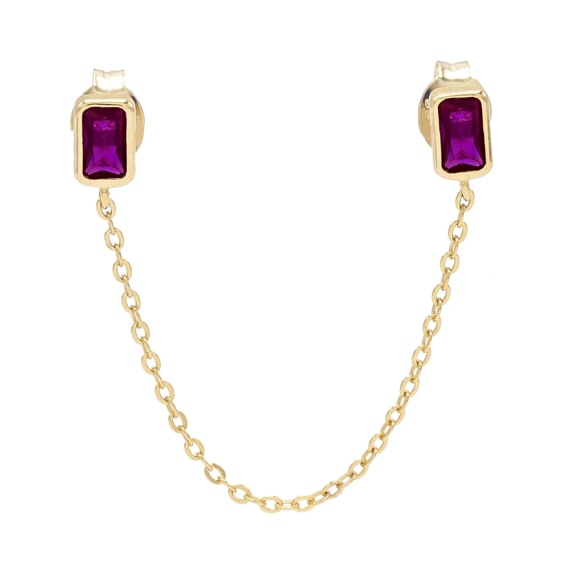 Baguette Chain Stud Earring