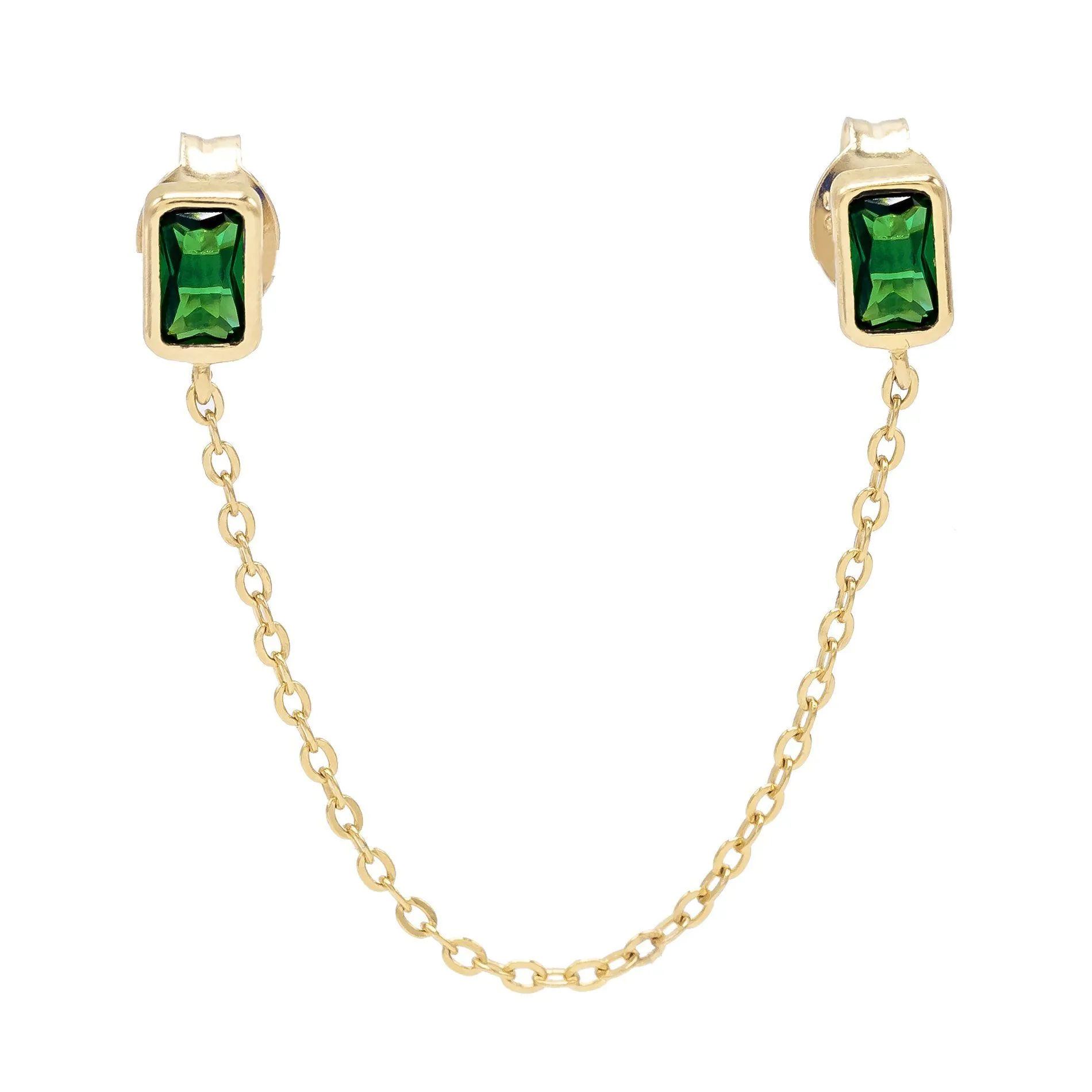 Baguette Chain Stud Earring