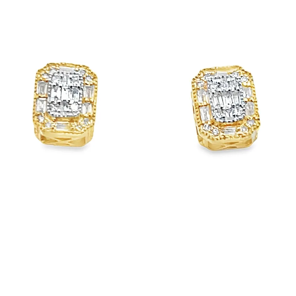Baguette Rectangle Diamond Earrings .25cttw 10K Gold
