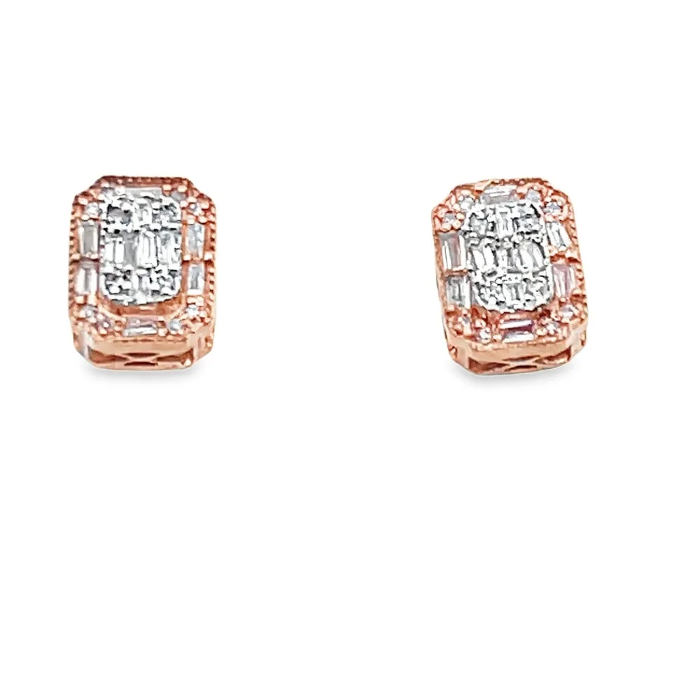 Baguette Rectangle Diamond Earrings .25cttw 10K Gold