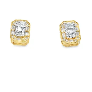 Baguette Rectangle Diamond Earrings .25cttw 10K Gold