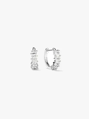 Baguette Sapphire Silver Huggies