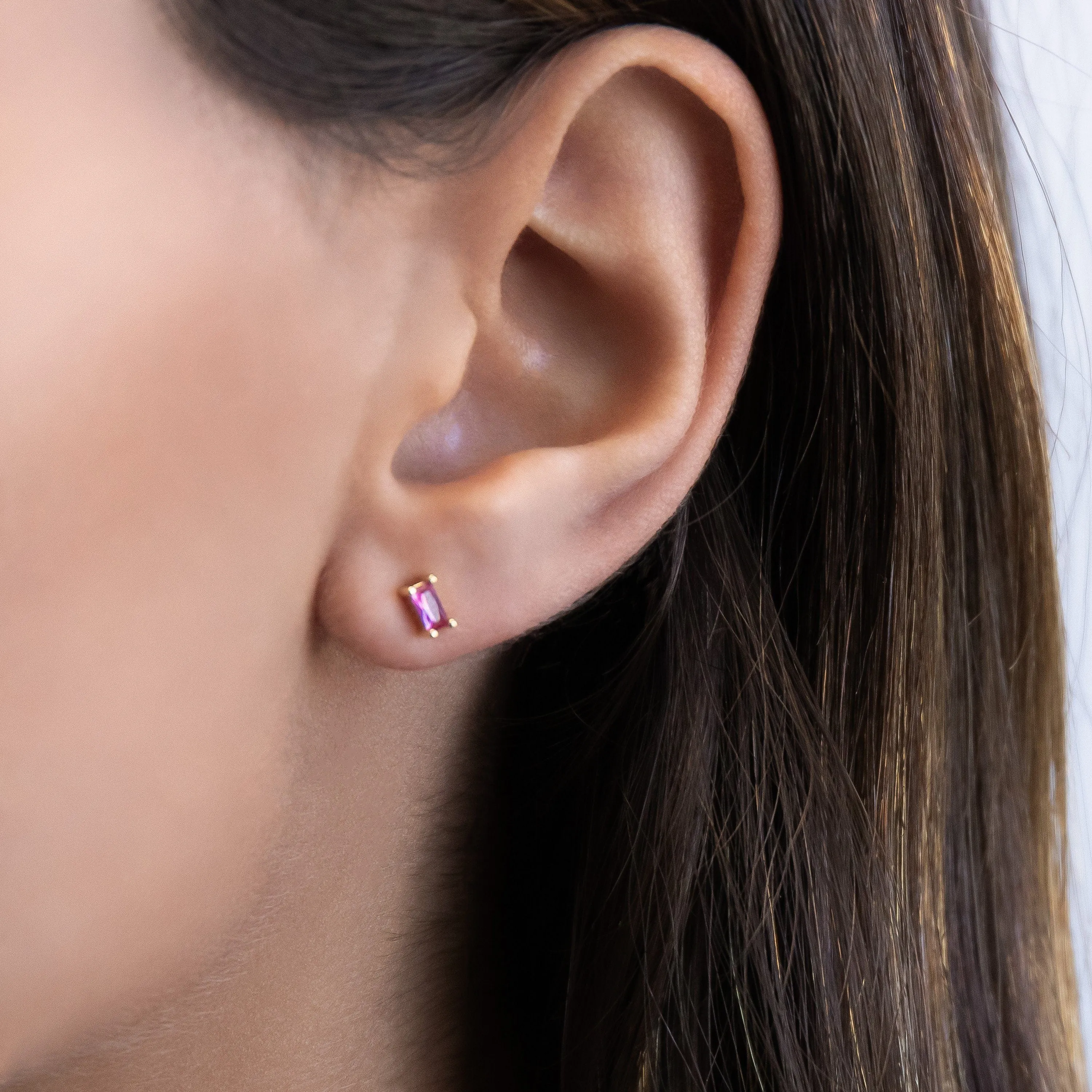 Baguette Stud Earring